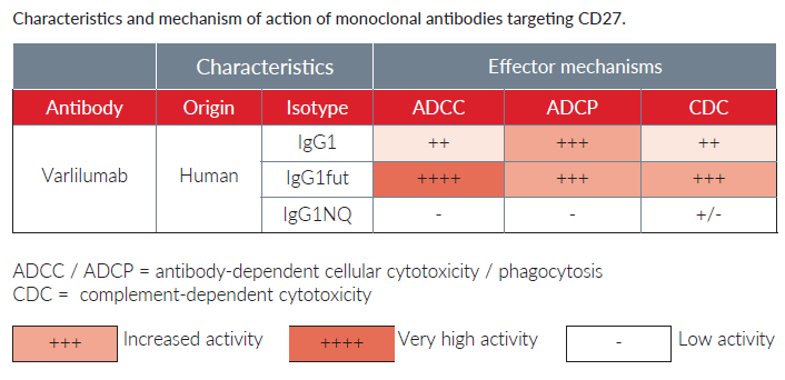 Characteristics and mechanism of Anti-hCD27 biosimilar isotype family