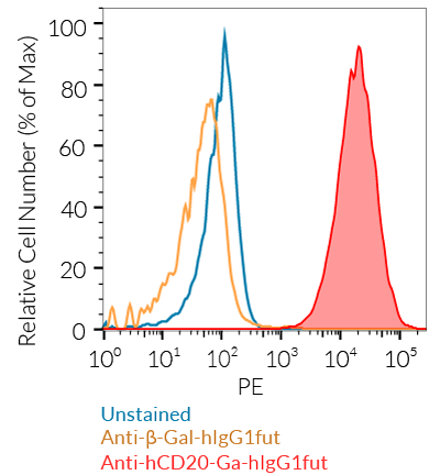 CD20 cell surface staining using Anti-hCD20-Ga-hIgG1fut 