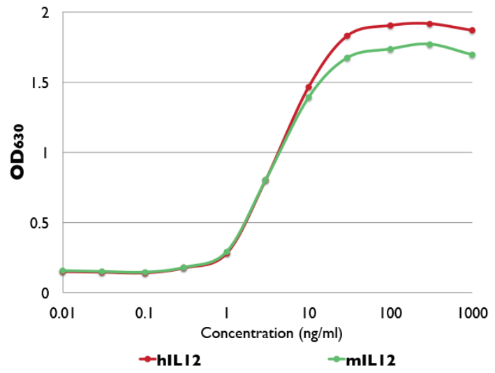 Response of HEK-Blue™ IL-12 cells to human and murine IL-12