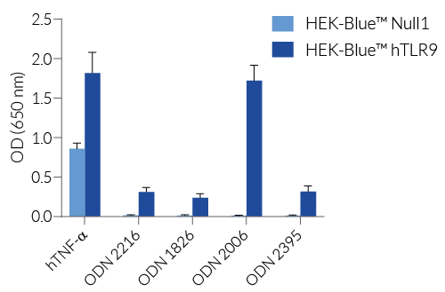 Response of HEK-Blue™-derived cells to TLR9 agonists