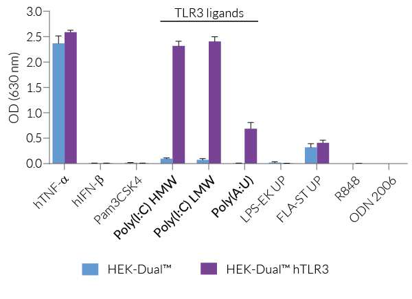 NF-κB responses in hTLR3-expressing HEK-Dual™ -derived cells