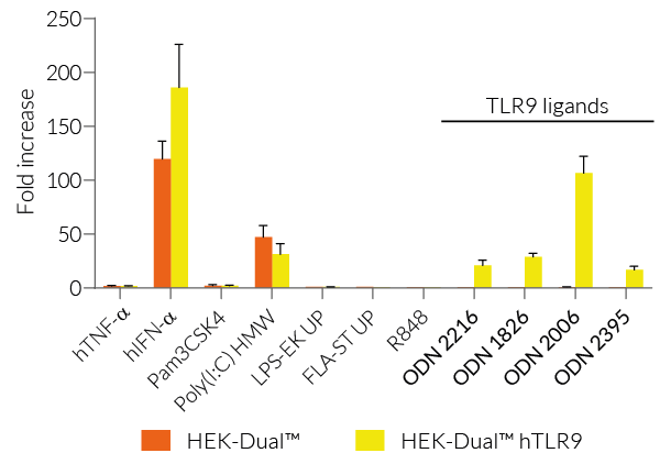 IRF responses in hTLR9-expressing HEK-Dual™-derived cells