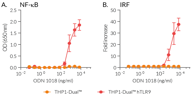 Human TLR9 activation in THP1-Dual™-derived cells