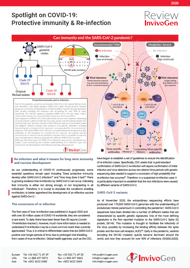 Review InvivoGen - Spotlight on COVID-19: Protective immunity & Re-infection