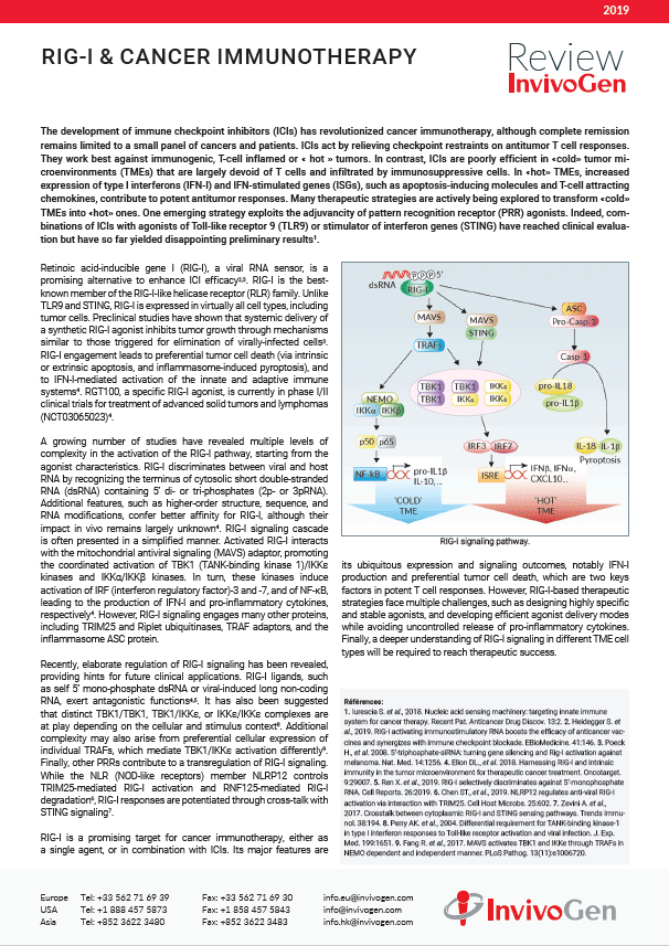 Review InvivoGen - RIG-I & cancer immunotherapy