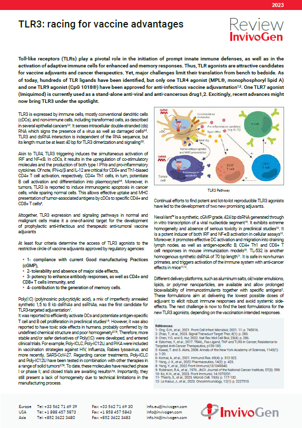 Review InvivoGen - TLR3: racing for vaccine advantages