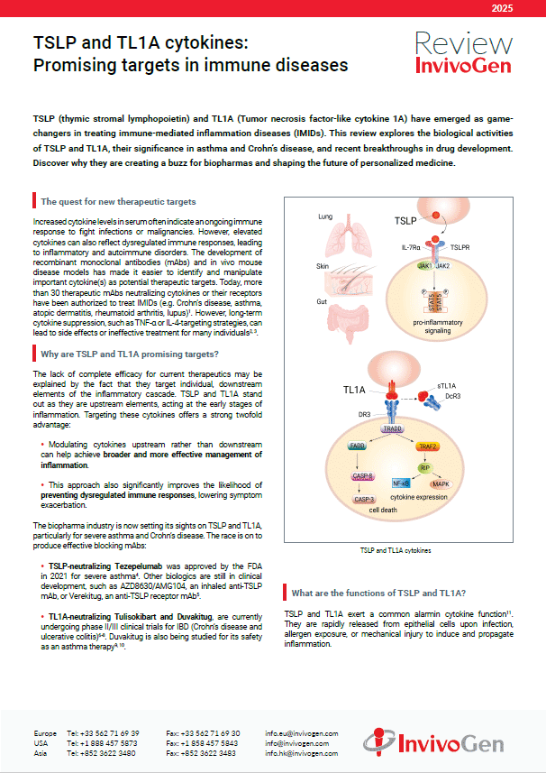 Review InvivoGen - TSLP and TL1A cytokines: Promising targets in immune diseases
