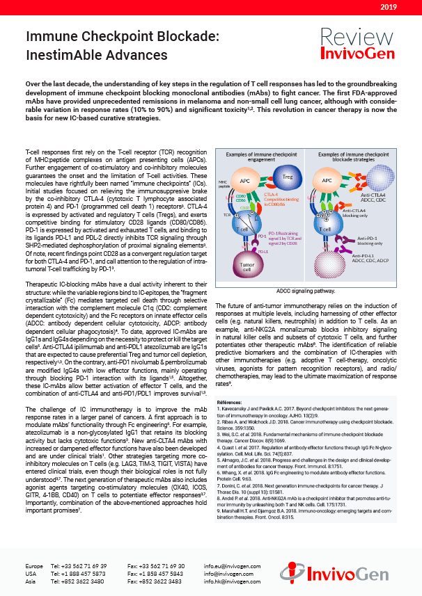 Review InvivoGen - Immune Checkpoint Blockade: InestimAble Advances