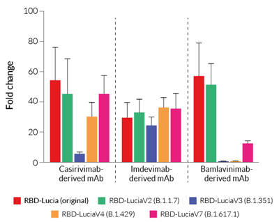 Binding affinity of Anti-Spike mAbs using InvivoGen's RBD-Lucia proteins