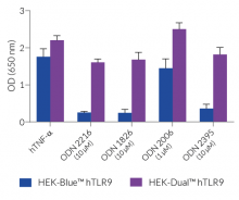 NF-κB responses of HEK-Blue™ hTLR9 vs. HEK-Dual™ hTLR9