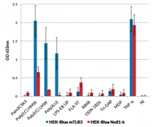 Response of HEK-Blue™ mTLR3 cells to PRR agonists
