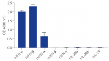 Response of HEK-Blue™ IFN-α/β cells to a panel of cytokines