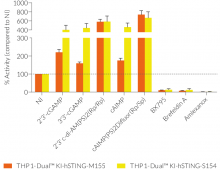 IRF responses in THP1-Dual™ KI-hSTING-M155 and S154 SAVI cells